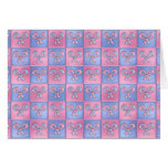 Pink and Blue Bows Greeting Card