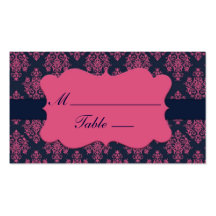 Pink and Blue Damask Place Cards Business Cards