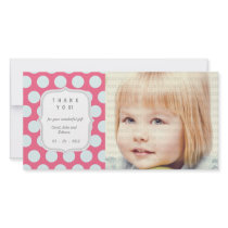 Pink and Blue Dots - Any Occasion Thank you Photo Card Template