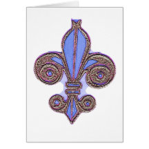 Pink and Blue Fleur de Lys Greeting Cards