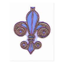Pink and Blue Fleur de Lys Post Card