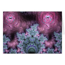 Pink And Blue Fractal Pattern Greeting Card