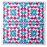 Pink and blue hearts mosaic style pattern tiles