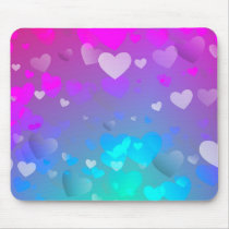Pink and Blue Hearts Mouse Pads