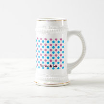 Pink and blue polka dots coffee mugs