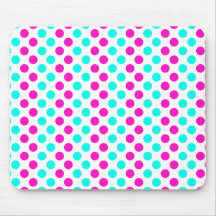 Pink and Blue Polka Dots Mouse Pad