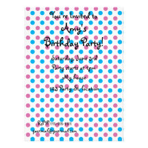 Pink and blue polka dots personalized invitations