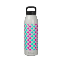 Pink and Blue Polka Dots Water Bottle