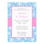 Pink and Blue Snowflakes Winter Onederland Personalized Invitation