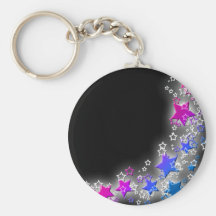 Pink and Blue Star Dust Keychain