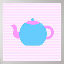 Pink and Blue Teapot Picture. Poster
