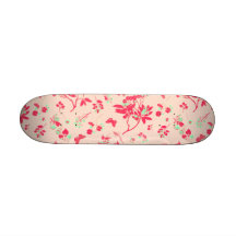 Pink and Bright Green Floral Print Skateboard Decks