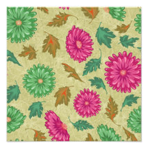 Pink and Bright Teal Vintage Floral Photo Art