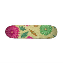 Pink and Bright Teal Vintage Floral Skate Boards