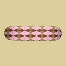 Pink and Brown Argyle Plaid skateboards