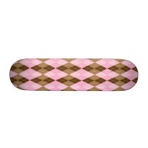 Pink and Brown Argyle Plaid Skate Decks