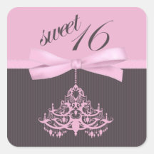Pink and Brown Chandelier Sweet Sixteen Stickers