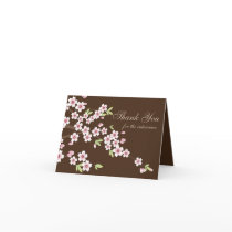 Pink and Brown Cherry Blossom, Thank you Interview Card