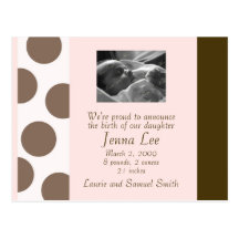 Pink and Brown Dots Postcard (Customizable)
