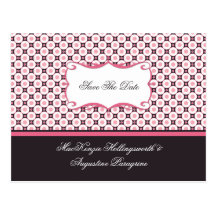 Pink and Brown Dots Save The Date Postcards