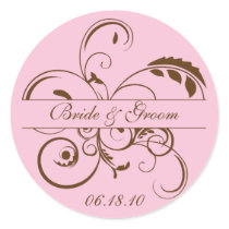 Pink and Brown Flourish nogram Sticker Label