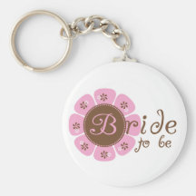 Pink and Brown Flower Bride to Be Tshirts Keychain