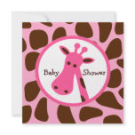 Pink and Brown Giraffe Girl Baby Shower invitations