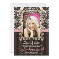 Pink and Brown Graduation Invitations Announcement
