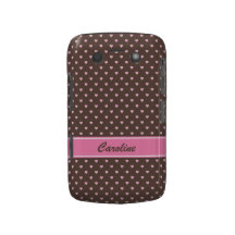 Pink and brown heart polka dots BlackBerry case