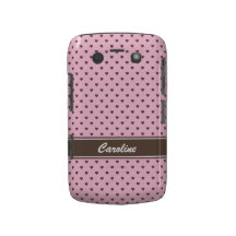 Pink and brown heart polka dots BlackBerry case