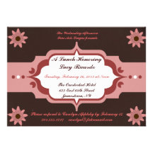 Pink and Brown Ladies' Luncheon Custom Invitations