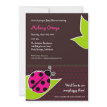Pink and Brown Ladybug Baby Shower Invitations