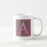 Pink and Brown Letter A Monogram Mugs