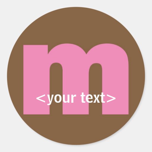 Pink and Brown Monogram - Letter M Stickers