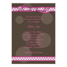Pink and Brown Polka Dots Bat Mitzvah Invitation