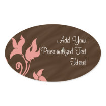 Pink and Brown Swirl Oval Sticker