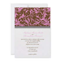 Pink and Brown Swirl Wedding Invitation