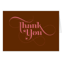 Pink and Brown Thank You Cards