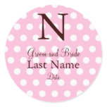 Pink and Brown Wedding Monogram Sticker
