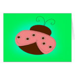 Pink and Chocolate Ladybug Greeting Cards