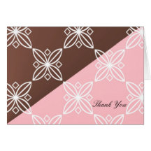 Pink and Chocolate Modern Thank You Greeting Cards