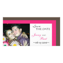 Pink and Chocolate  Photo Save the Date Cards Photo Greeting Card