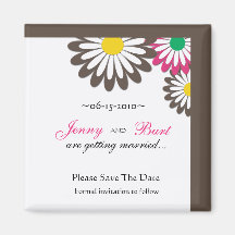 Pink and Chocolate save the date magnets