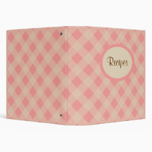 Pink and Cream Gingham Recipe Binder