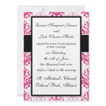 Pink and dark pink boho chic damask design personalized invitation