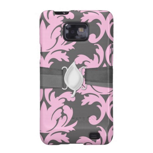 pink and deep grey large damask samsung galaxy SII cases