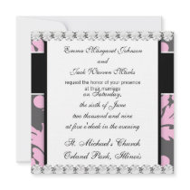 pink and deep grey large damask announcement
