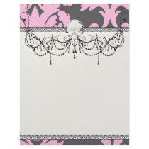 pink and deep grey large damask personalized letterhead