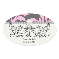 pink and deep grey large damask stickers