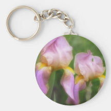 Pink And Gold Irises Keychain